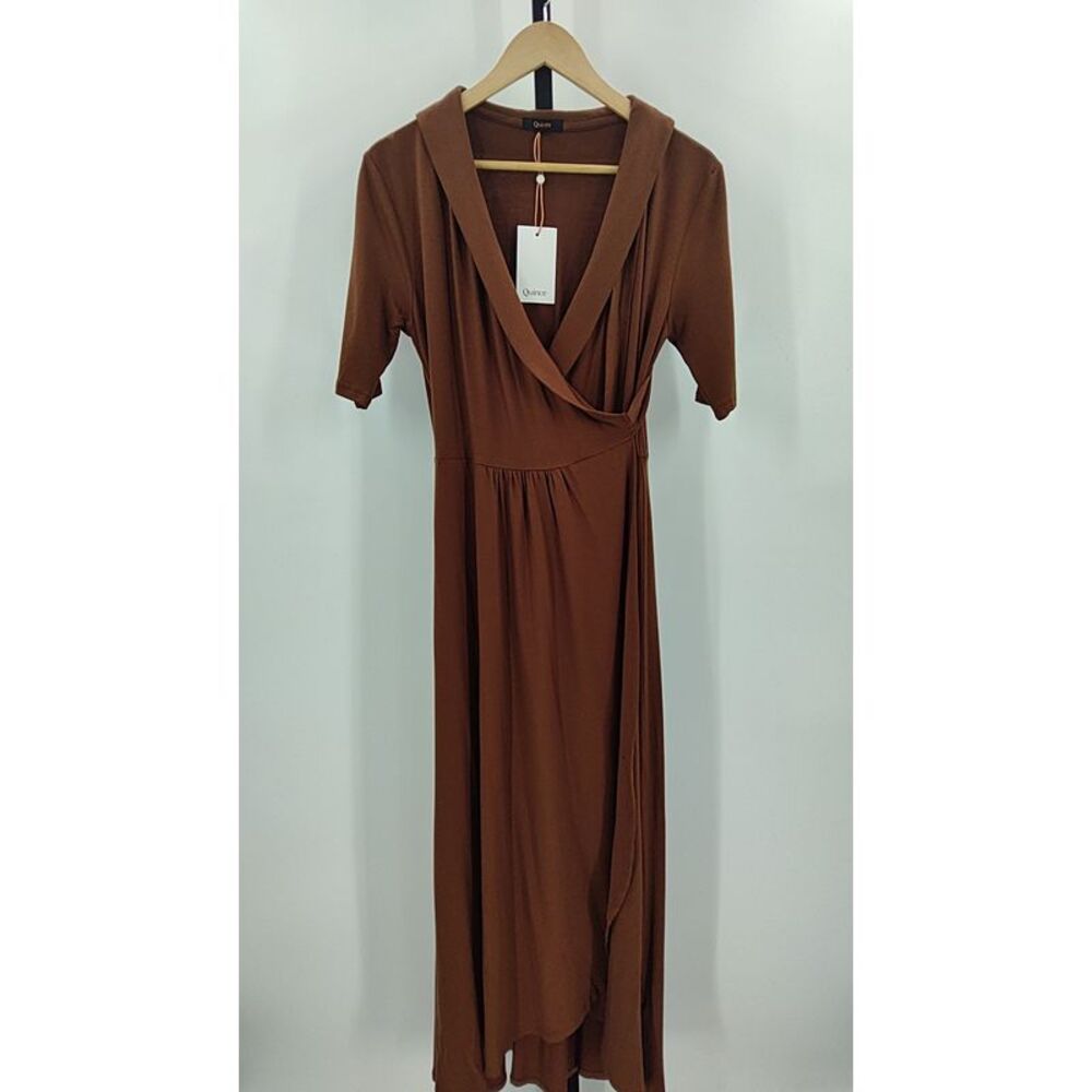 Quince Brown Wrap-Style Maxi Dress